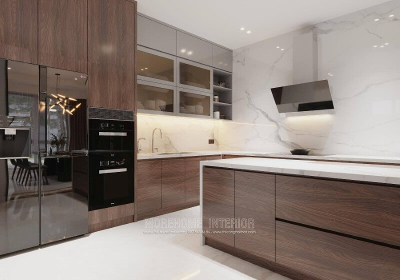 Lựa chọn tủ bếp gỗ chữ L giúp tận dụng tối da được mọi góc khuất tiết kiệm tối đa diện tích cho không gian phòng bếp thêm rộng rãi hơn Tủ bếp hiện đại, tủ bếp chữ u, tủ bếp chữ i, tủ bếp chữ l