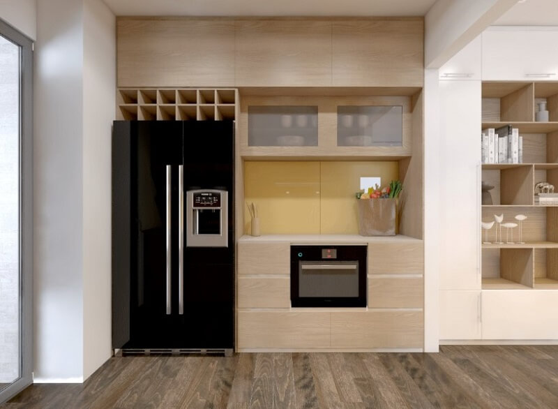 Hệ tủ bếp gỗ đẹp với tông màu sáng trẻ trung được nhiều khách hàng yêu thích và sử dụng Thiết kế phòng bếp, tủ bếp gỗ An Cường