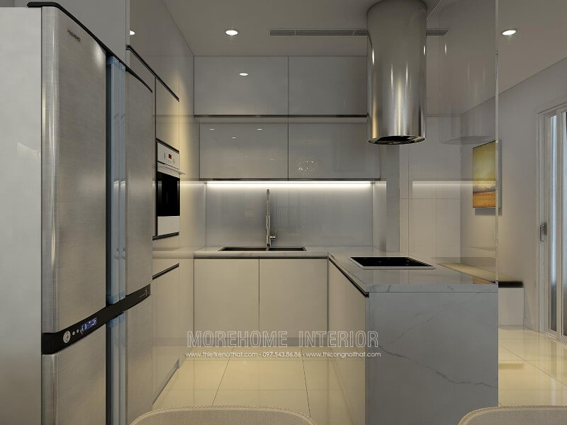 Thiết kế tủ bếp chung cư cao cấp Royal City phong cách hiện đại, trẻ trung Tủ bếp đẹp