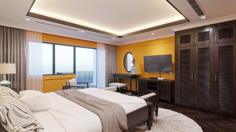 Trang trí nội thất phòng ngủ biệt thự Gamuda phong cách á đông đẹp , sang trọng và cuốn hút