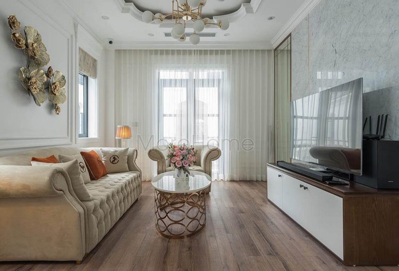 Kệ tivi gỗ công nghiệp MDF kết hợp laminate hiện đại, tối giản vừa vặn với các thiết kế phòng khách diện tích vừa và nhỏ