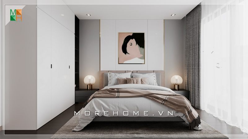 Mẫu giường ngủ mang phong cách hiện đại có bọc nệm đầu giường rất sang trọng và đẳng cấp