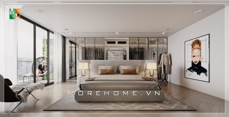 Mẫu giường ngủ sofa bọc vải cao cấp, rất sang trọng tăng điểm nhấn ấn tượng cho căn phòng ngủ.