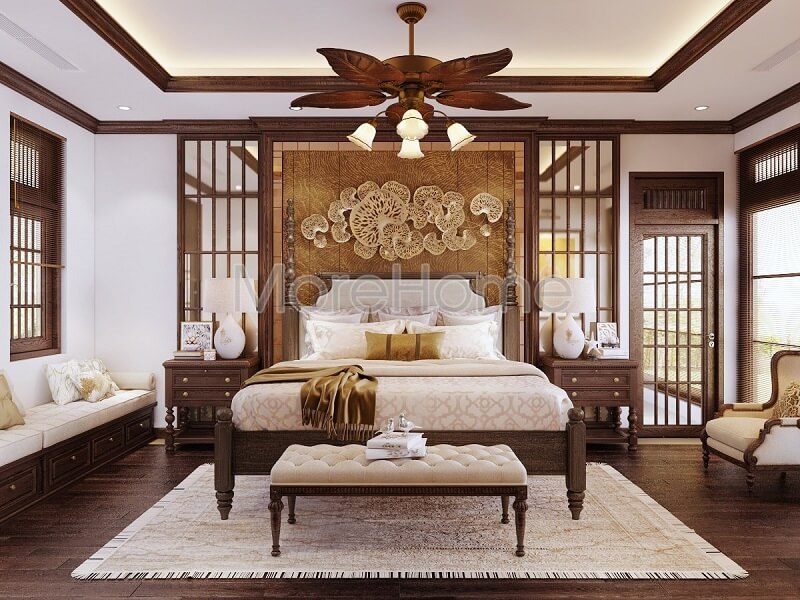 Mẫu giường ngủ gỗ tự nhiên tân cổ điển sẽ làm nên vẻ đẹp lôi cuốn cho căn phòng ngủ của chủ nhà.