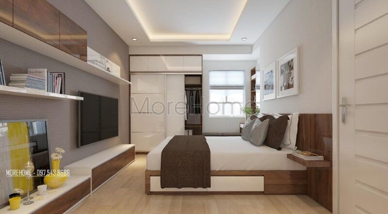 Phòng ngủ master được trang trí theo một cách khoa học và hợp lí.