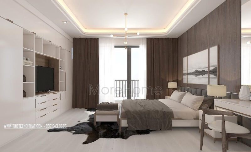 Thiết kế nội thất phòng ngủ master với phong cách gọn gàng, đẹp mắt, sang trọng để phù hợp với các loại hình cư dân như chung cư, biệt thự, nhà phố.